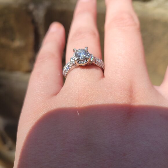 1.69 TCW Diamond Halo Engagement Ring in White Gold - Picture 2 of 5